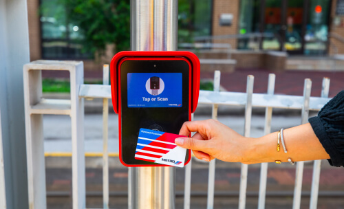RideMETRO Fare Card tapped on a fare validator